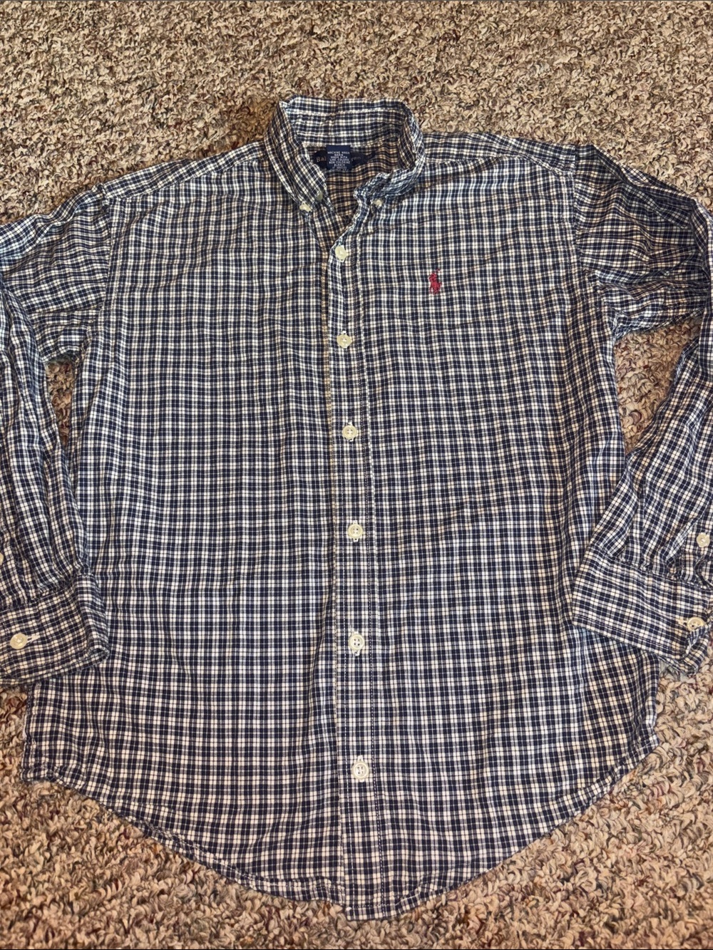 Polo Ralph Lauren Navy Blue Plaid Boys Youth Medium